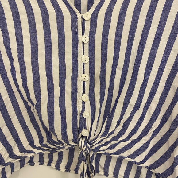 Forever 21 Chambray Blue and White Striped Button-Down Shirt - Picture 3 of 5
